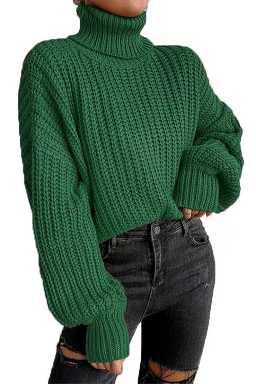 Heididress Turtleneck Drop Shoulder Comfy Pullover Sweater