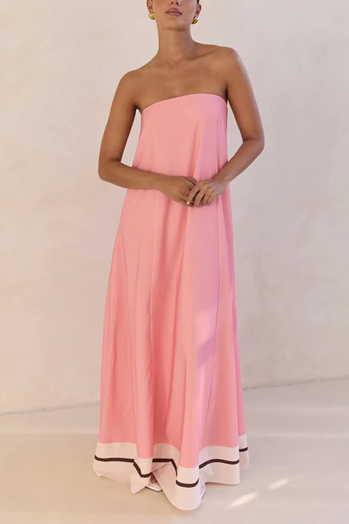 Heididress Strapless Color Block Loose Fit Maxi Dress