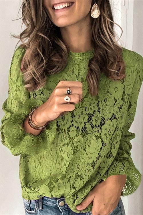 Heididress Floral Lace Crochet Hollow Out Shirts