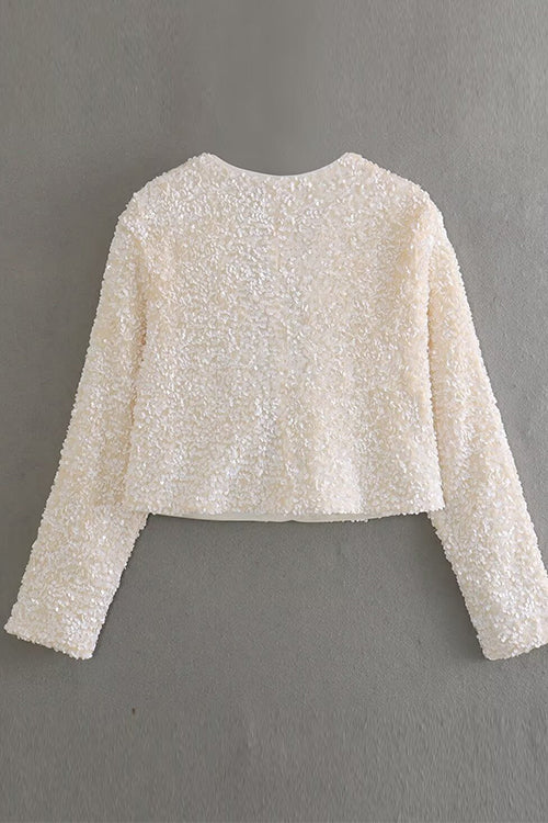 Heididress Long Sleeves Bow Detail Shiny Sequin Top