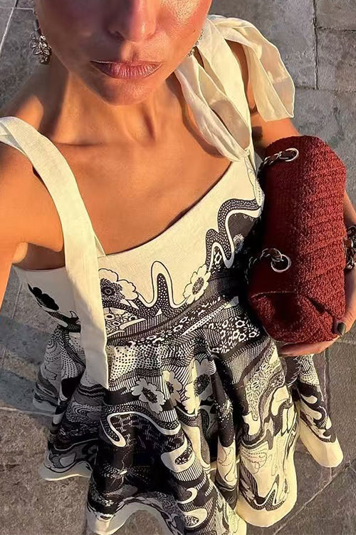 Heididress Bow Shoulder Floral Print Mini Cami Dress