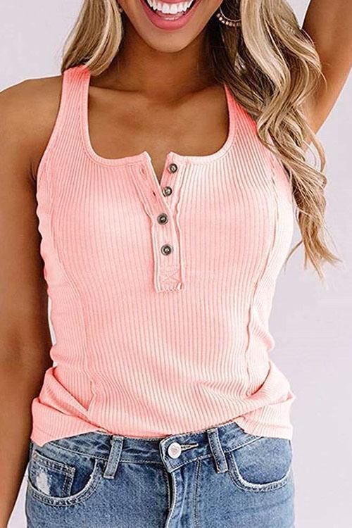Heididress Buttons Sleeveless Stretchy Top