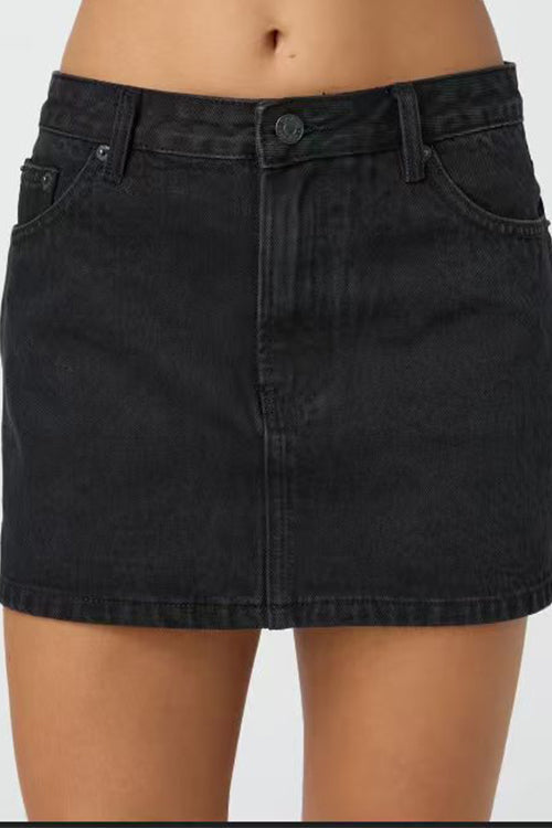 Heididress One Button Pocketed Denim Mini Skirt