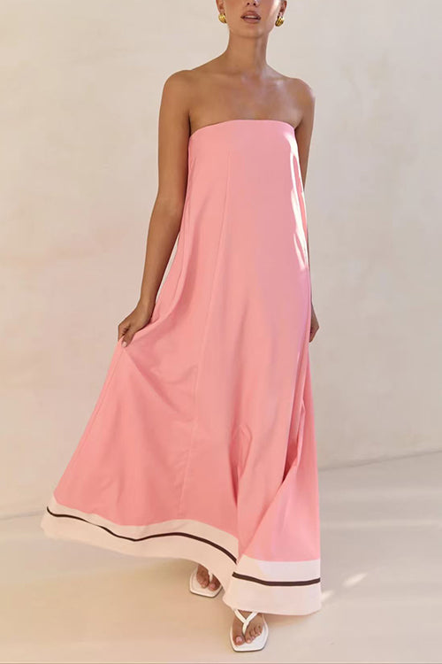 Heididress Strapless Color Block Loose Fit Maxi Dress