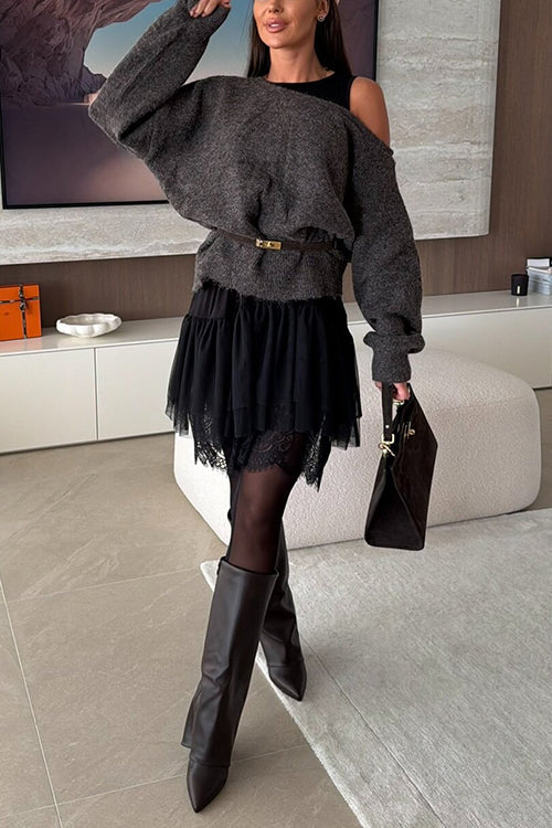 Chic One Shoulder Long Sleeves Pullover Sweater