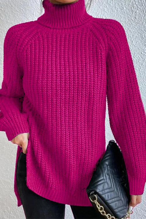 Heididress High Neck Side Slit Pullover Sweater