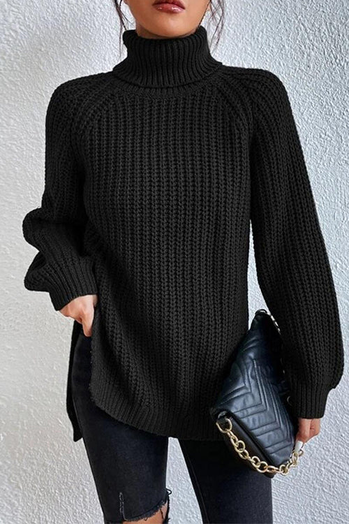 Heididress High Neck Side Slit Pullover Sweater
