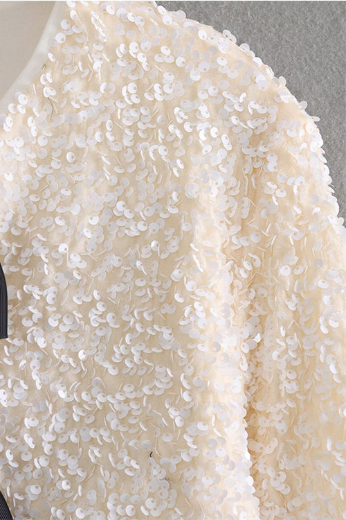 Heididress Long Sleeves Bow Detail Shiny Sequin Top