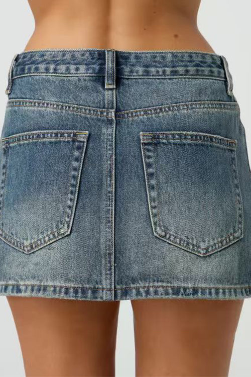 Heididress One Button Pocketed Denim Mini Skirt