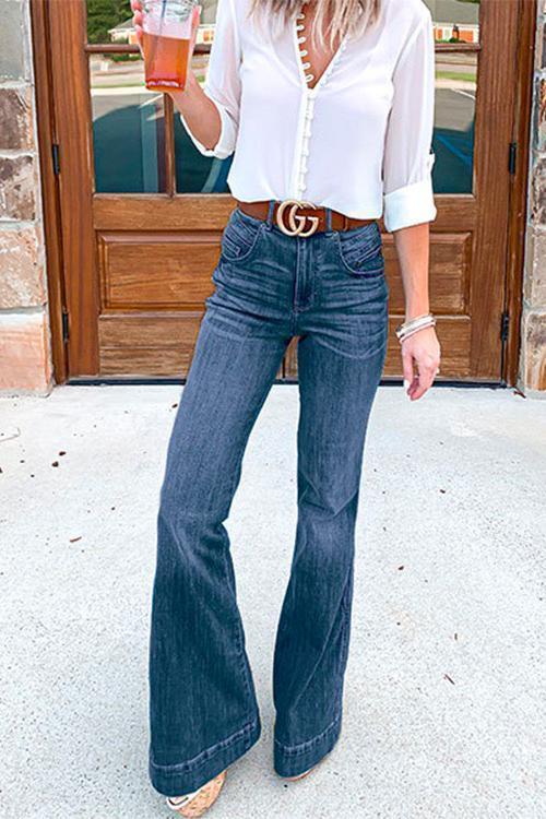 Heididress Flare Bottoms Distressed Jeans