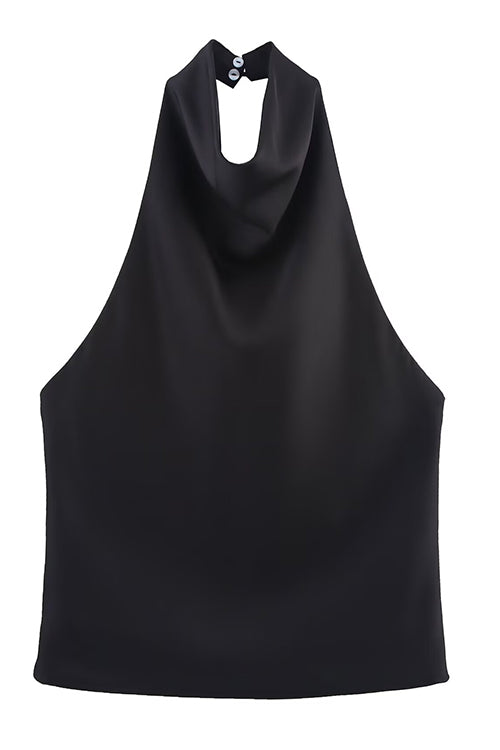 Heididress Chic Halter Cowl Neck Sleeveless Satin Top