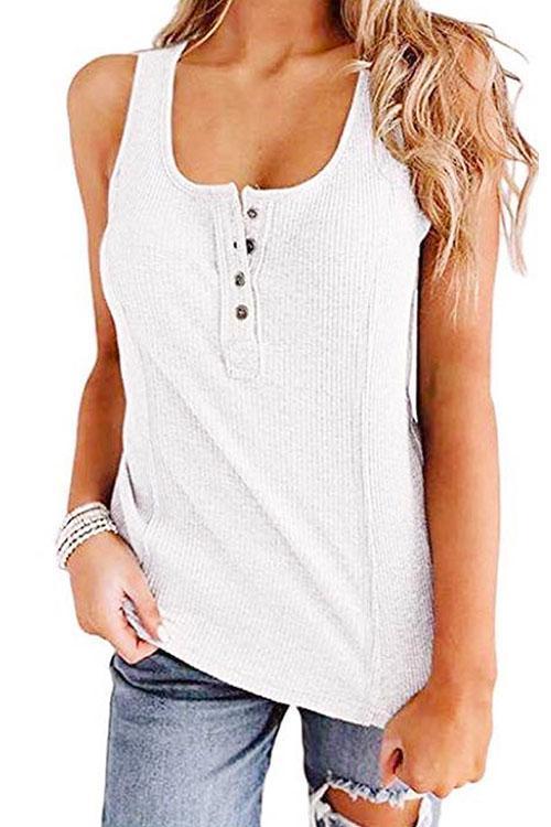 Heididress Buttons Sleeveless Stretchy Top