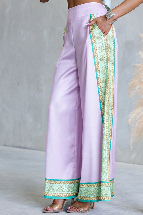 Elastic Waist Printed Wide Leg Pants