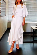 Half Sleeves Split Pocketed Maxi Dress