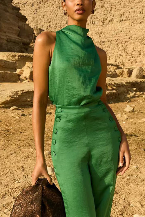 Mockneck Sleeveless Solid Top