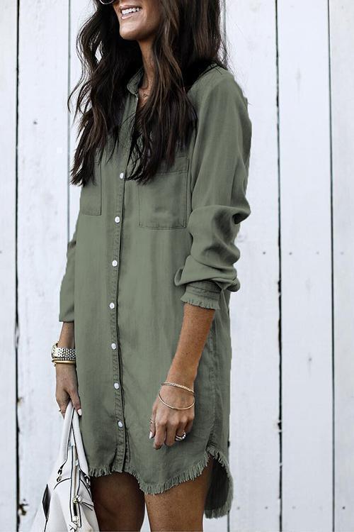 Heididress Hot Sale Button Down Denim Shirt Dress ( 2 Colors)