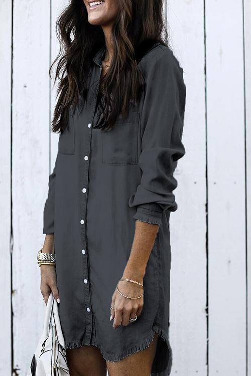Heididress Hot Sale Button Down Denim Shirt Dress ( 2 Colors)