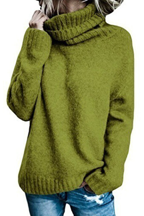 Heididress Turtleneck Side Split Solid Casual Sweater