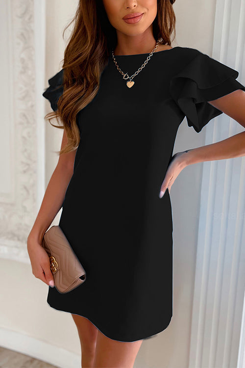 Heididress Solid Heaps Sleeve Cozy Mini Dress
