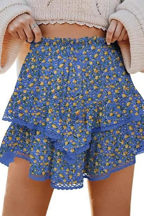 Heididress Elastic Waist Ruffle Layered Mini Skirt