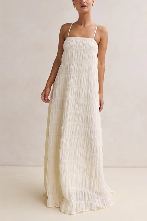 Adjustable Strap Crinkled Loose Fit Maxi Dress – Garycastlesshop