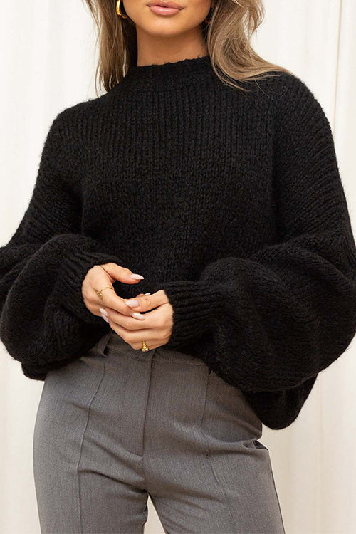 Heididress Drop Shoulder Lantern Long Sleeves Comfy Pullover Sweater