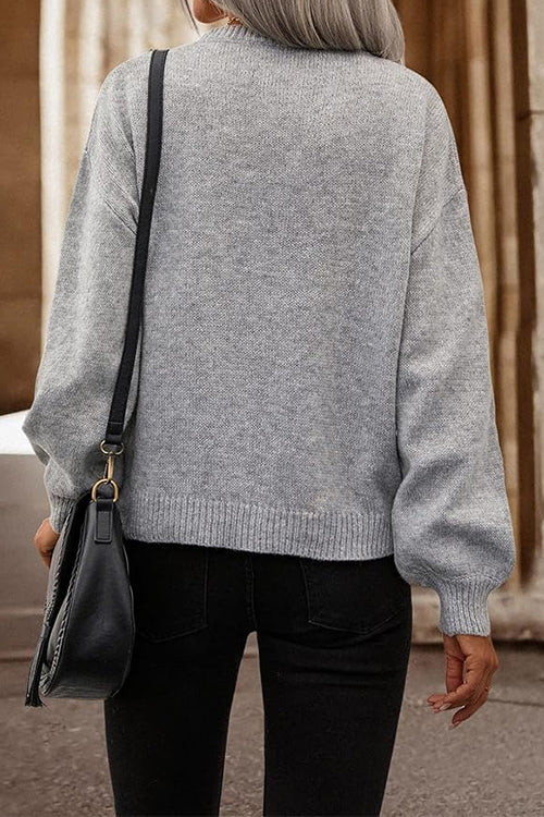 Crewneck Drop Shoulder Rhinestone Detailed Pullover Sweater