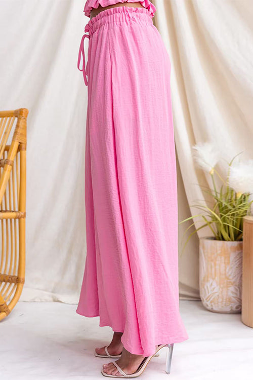 Elastic Waist Pocketed Wide Leg Palazzo Pants
