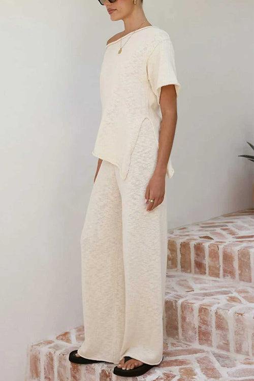 Elastic Waist Wide Leg Knit Pants