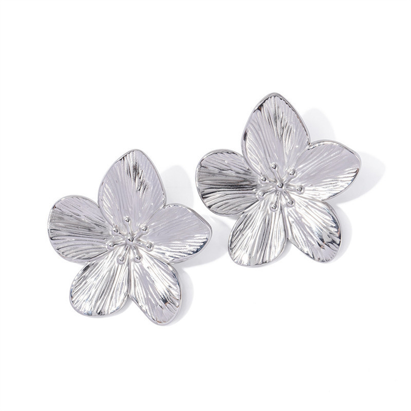 Heididress Vintage Delicate Large Flower Metal Stud Earrings