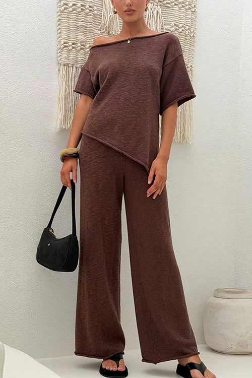 Elastic Waist Wide Leg Knit Pants
