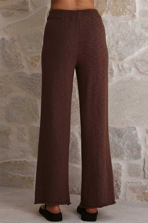 Elastic Waist Wide Leg Knit Pants