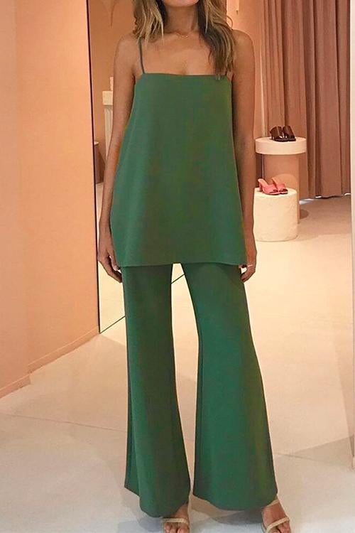Heididress Solid Cami Top Wide Leg Pants Set