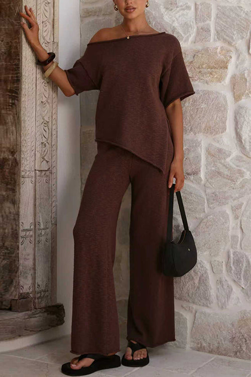 Elastic Waist Wide Leg Knit Pants