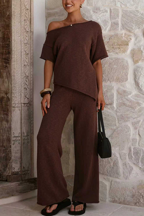 Elastic Waist Wide Leg Knit Pants