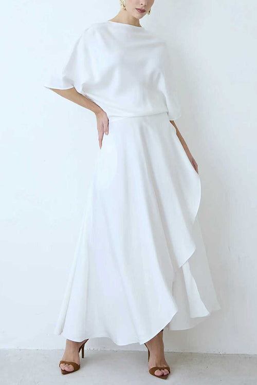Half Sleeves Split Pocketed Maxi Dress