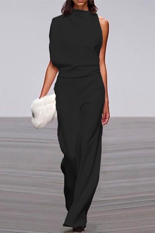 Heididress One Shoulder Waisted Wide Leg Jumpsuit