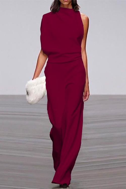 Heididress One Shoulder Waisted Wide Leg Jumpsuit