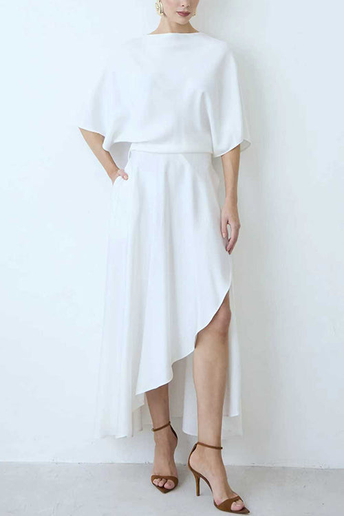 Half Sleeves Split Pocketed Maxi Dress