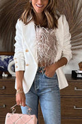 Heididress Lapel Double Breasted Open Front Blazer Jacket