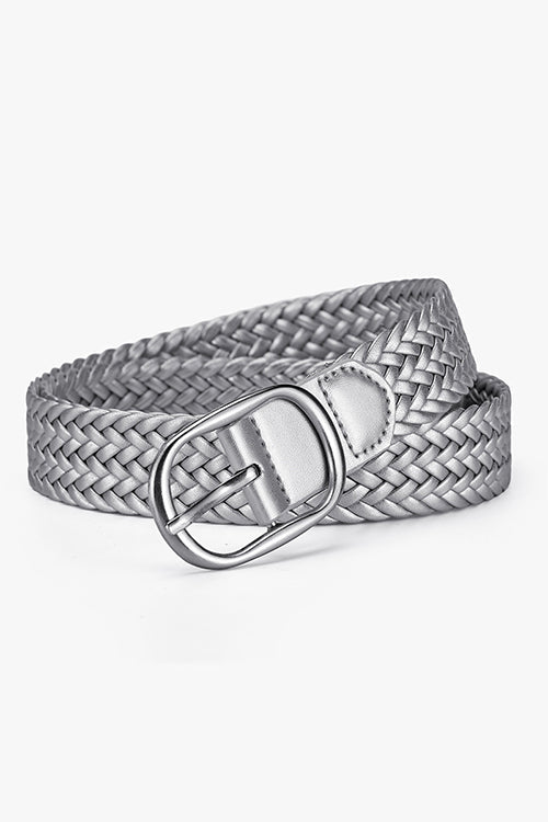 Heididress Faux Leather Metal Buckle Adjustable Braided Belt