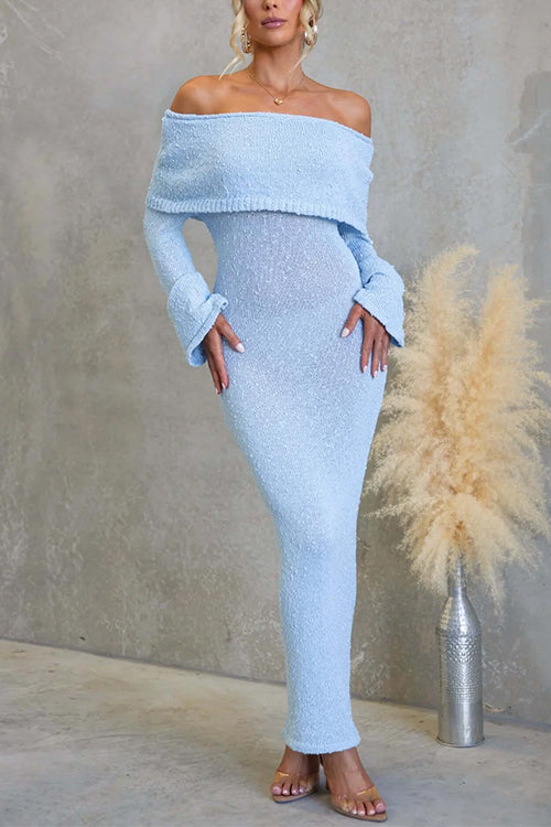 Heididress Off Shoulder Long Sleeves Bodycon Stretchy Maxi Dress