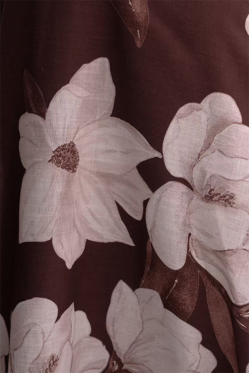 Halter V Neck Back Lace-up Floral Print Maxi Dress