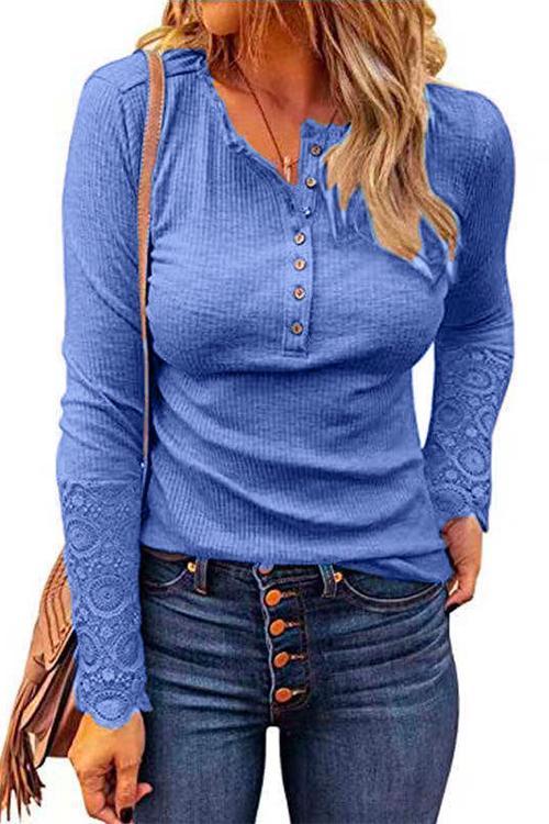 Heididress Suzanne Lace Splice Long Sleeve Blouses