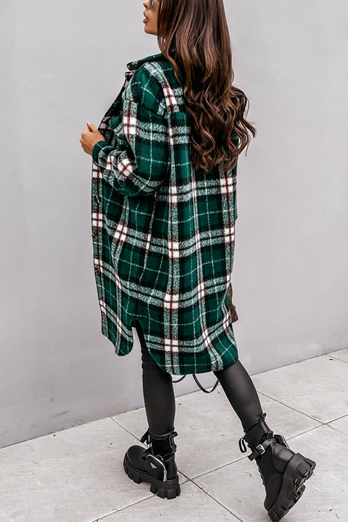 Heididress Long Sleeves Button Up Plaid Casual Shacket Jacket