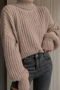 Heididress Turtleneck Drop Shoulder Comfy Pullover Sweater
