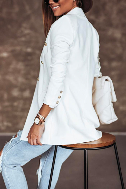 Heididress Lapel Double Breasted Open Front Blazer Jacket